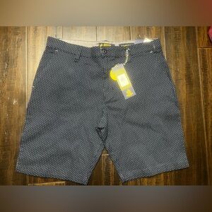 Rugby University Shorts Mens 34 Blue Print Stretch Flat Front Polka Dot New